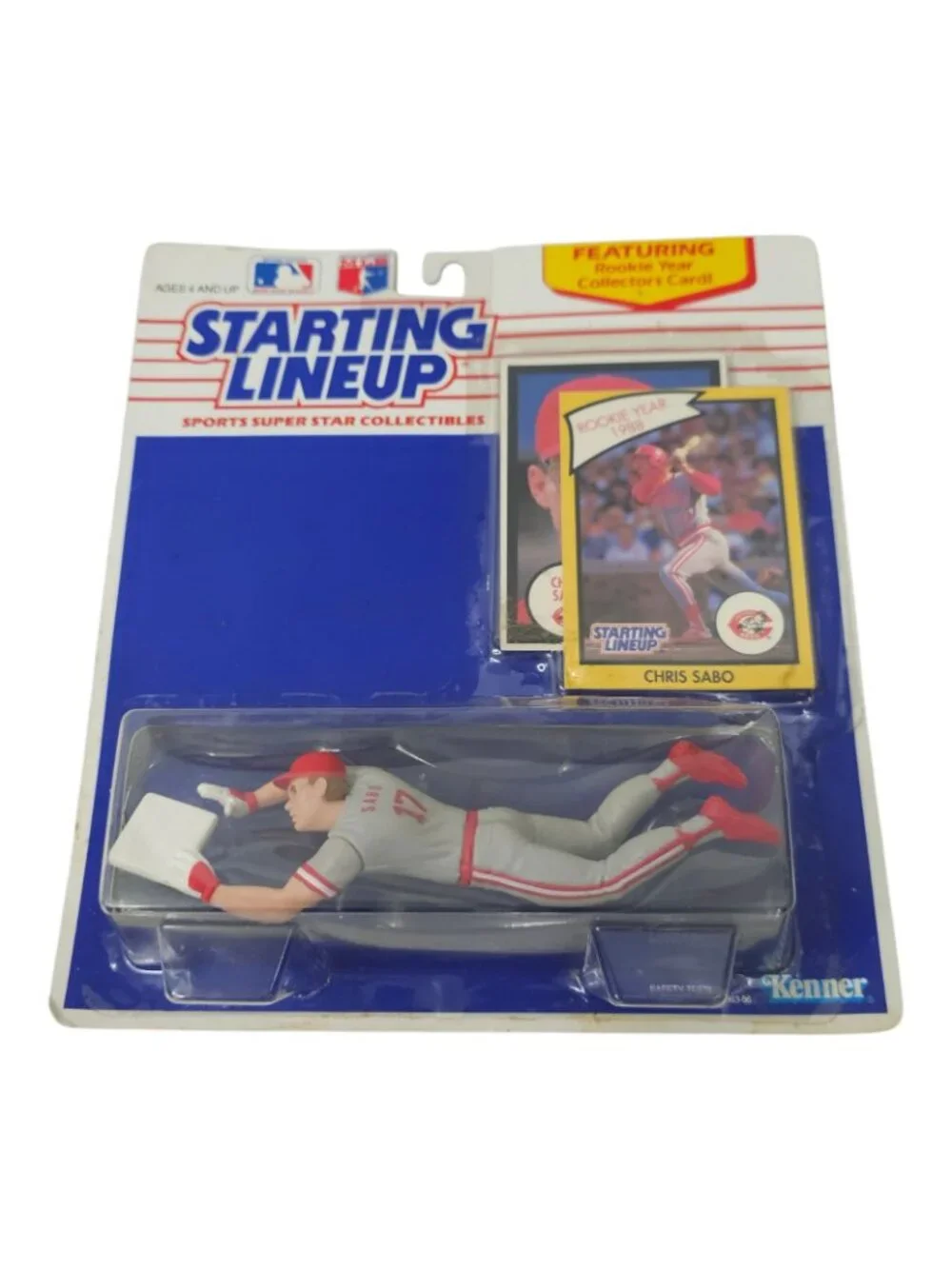 1989 Kenner Starting Lineup Chris Sabo Cincinnati Reds SLU Figure MLB Card NOC